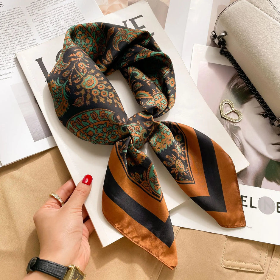 Women’s Printed Square Hair Scarf for Neck and Bag Styling