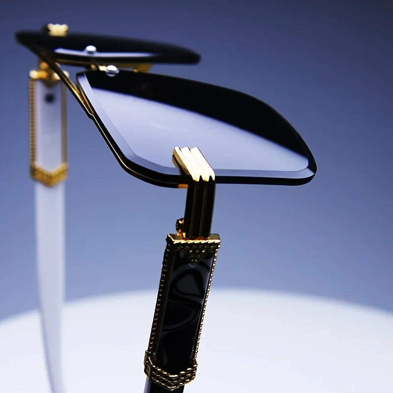Luxury Square Sunglasses Set with Gold Frames