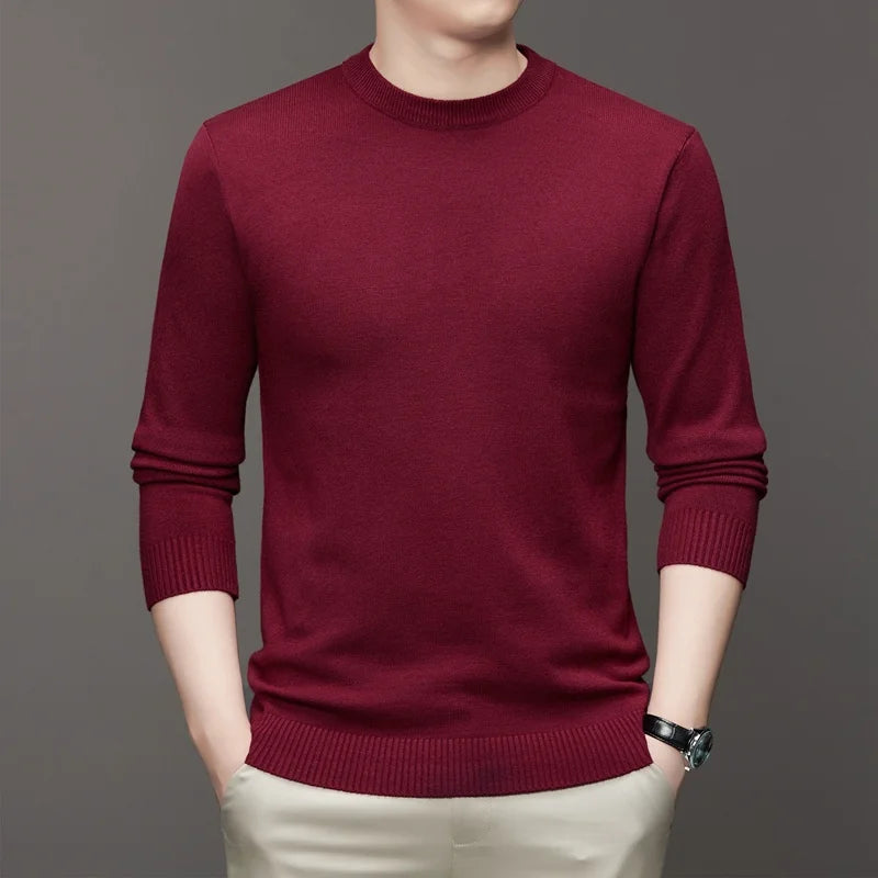 Men’s Classic Crewneck Knit Pullover Sweater – Long Sleeve Solid Color Casual Knitwear