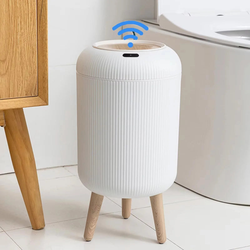 Automatic Smart Trash Can with Lid – Small Plastic Motion Sensor Waste Bin for Bedroom, Bathroom & Kitchen