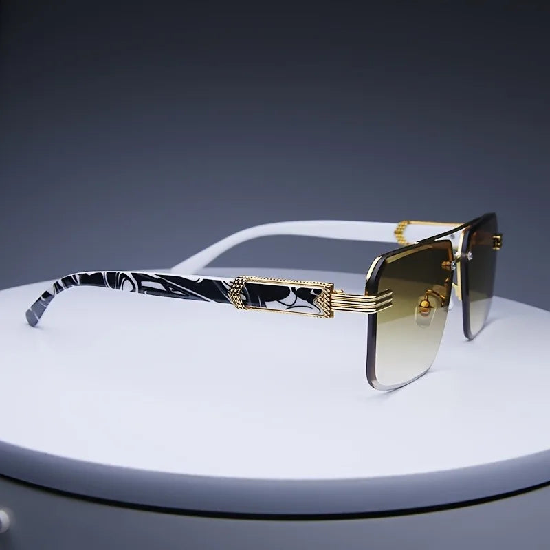 Luxury Square Sunglasses Set with Gold Frames