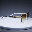 Luxury Square Sunglasses Set with Gold Frames