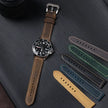 Vintage Leather Watch Strap Replacement Band with Contrast Stitching