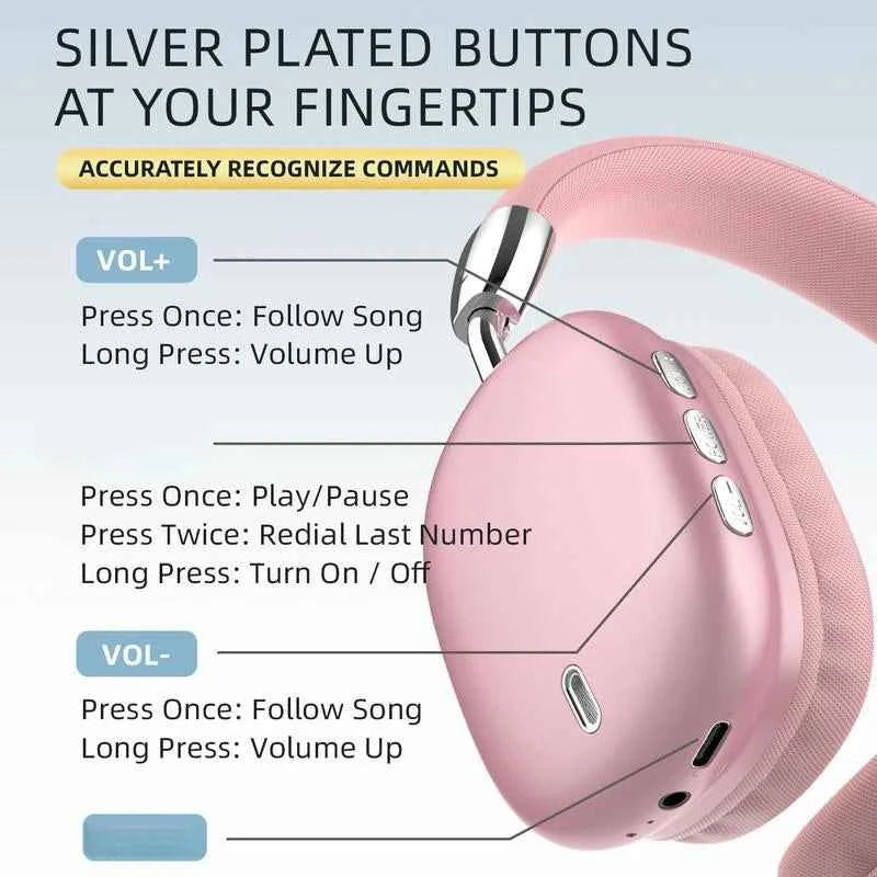 Wireless Bluetooth Headphones High-Resolution Audio Foldable Lightweight Deep Bass Long-Lasting Earphones