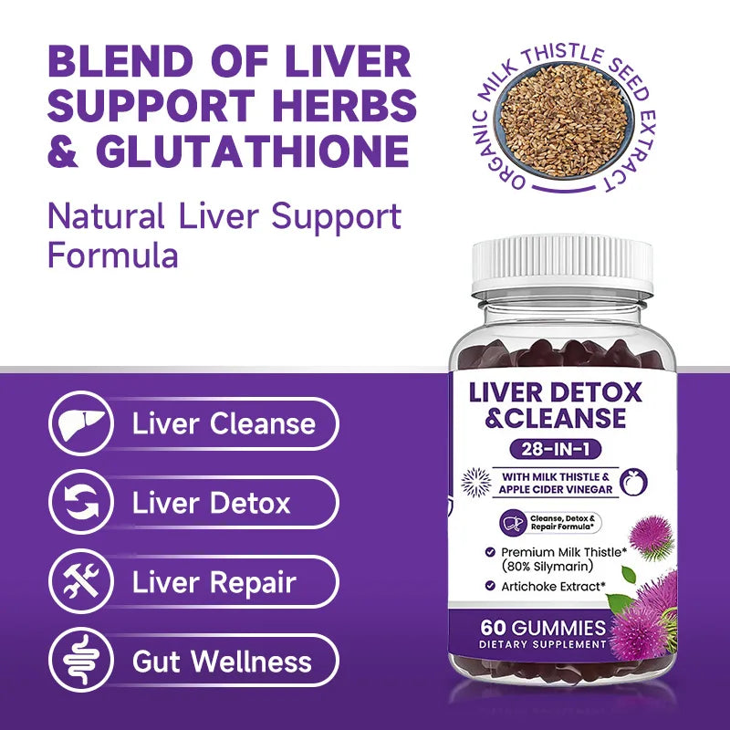 Milk Thistle Liver Support Gummies 28-in-1 Herbal Blend – 60 Count