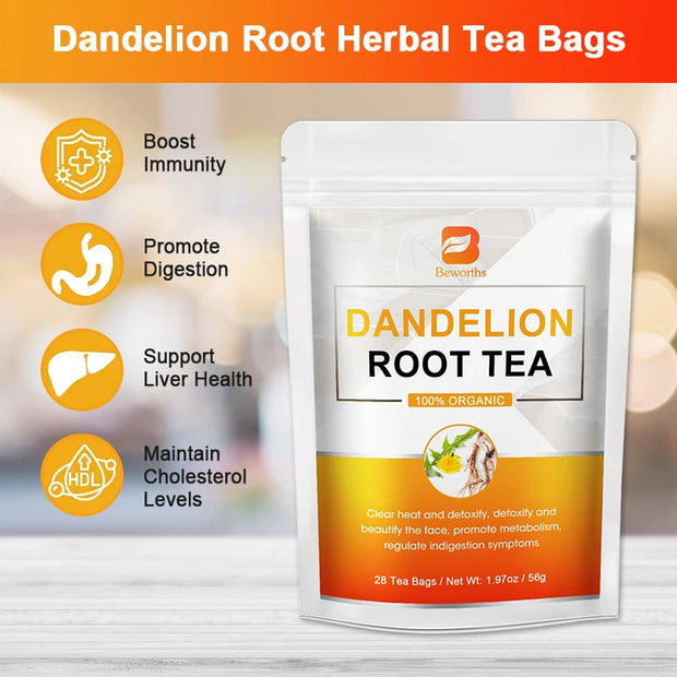 Beworths Dandelion Root Tea Organic - 28 Tea Bags, 1.97oz (56g)