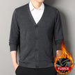 FLEECE Men's Smart Casual V-Neck Button Knit Cardigan Sweater – Long Sleeve