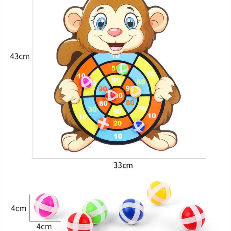 Montessori Cartoon Animal Dart Board Sticky Ball Game for Kids 2-4 Years Educational Interactive Toy Baby Family Indoor Activity