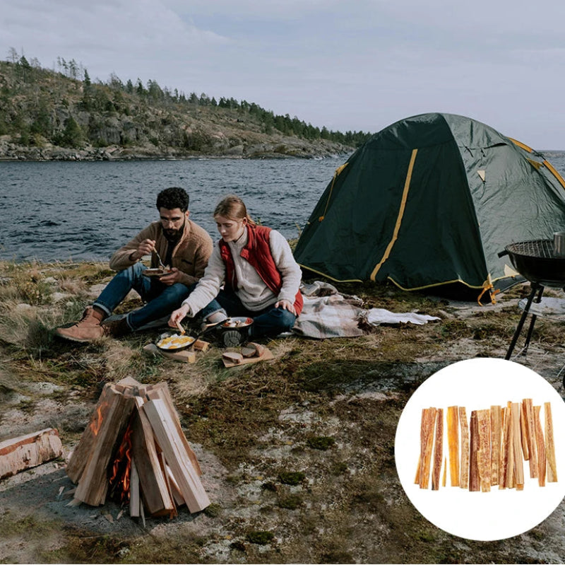 1-Box 170g Fatwood Fire Starter Sticks with Metal Storage Tin for Outdoor Camping