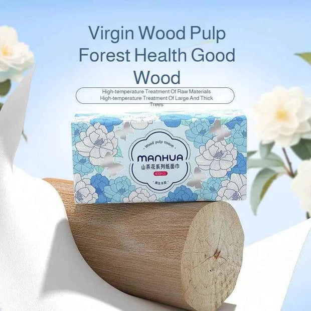 Manhua Household Tissue Paper 20 Packs Bulk 400 Sheets Each Thickened Soft Disposable Napkins for Home Daily Cleaning Face Towel