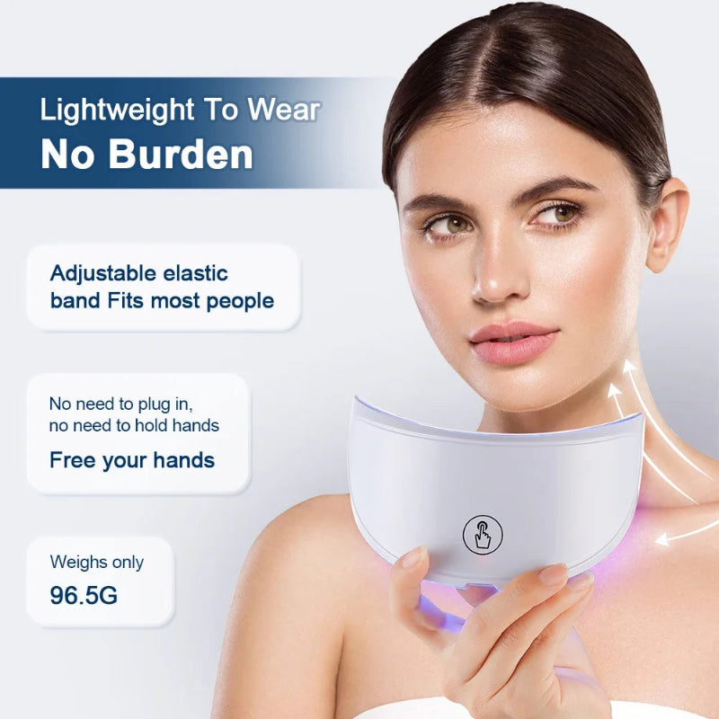 7-Color LED Facial Mask with Neck Light Therapy Mask – Wireless Rechargeable Skin Rejuvenation Beauty Device