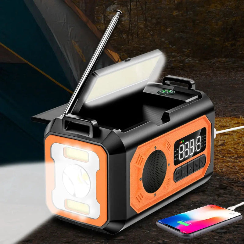 STONEGO 12000mAh Solar Hand Crank Emergency Radio – Dual Solar Panels, AM/FM NOAA & Reading Light