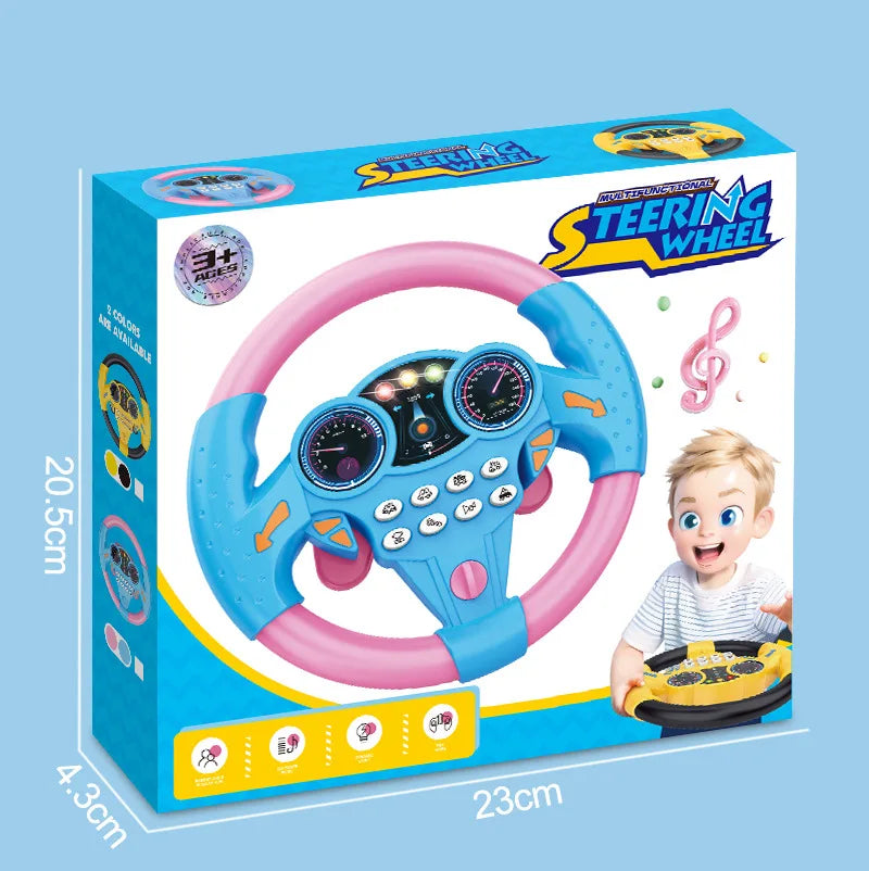 Infant Simulation Steering Wheel Toy with Light Sound Effects Kids Early Education Driving Toy for Stroller Car Play