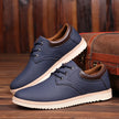 Men's Casual Lace-Up Shoes – Stylish Leather Sneakers with Rubber Soles