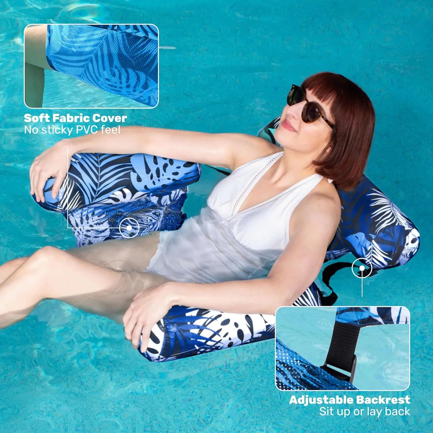 Adult Inflatable Lounger Portable Pool Float Chair Recliner for Relaxation at Swimming Pool, Lake & Beach