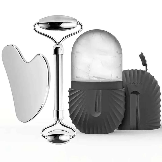 Stainless Steel Facial Roller Gua Sha Facial Tools Set Face Body Lymphatic Drainage Ice Face Roller Facial Skincare Ice Roller