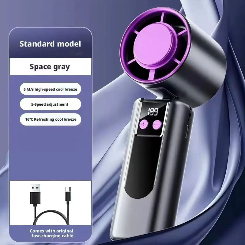 199-Speed Portable Turbo Handheld Fan with Semiconductor Ice Cooling, Digital Display & Type-C Charging