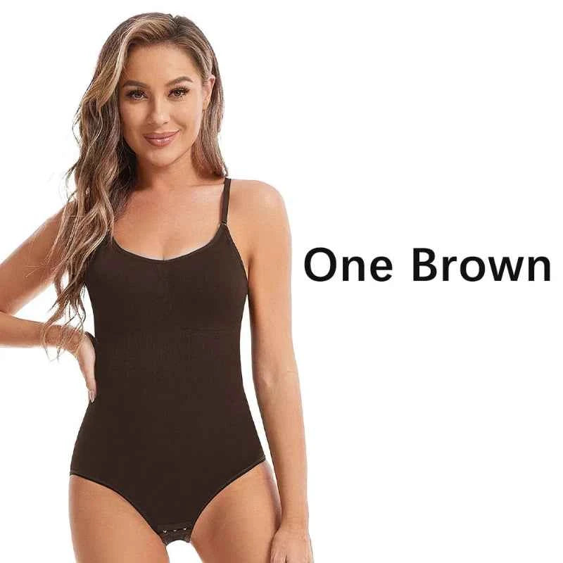 3-Piece Shapewear Bodysuit Set – Women’s Adjustable Body Shaper | Black, Brown & Beige