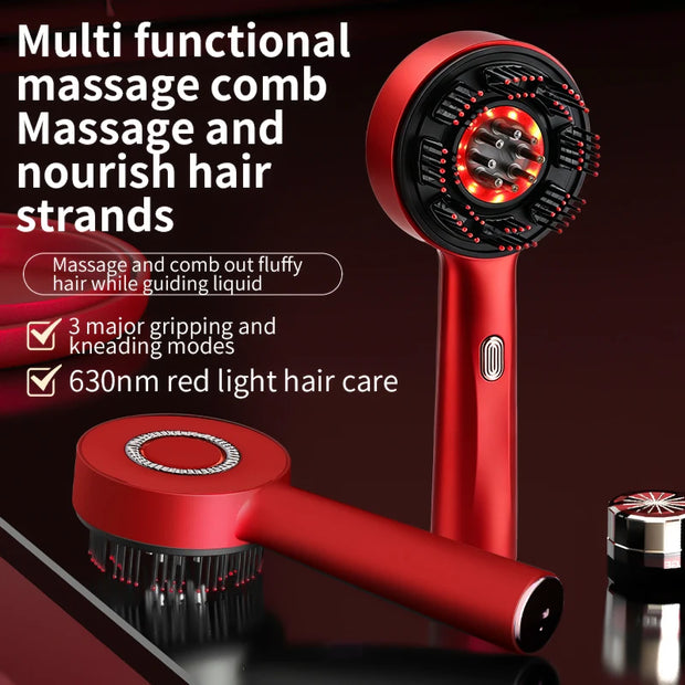 Electric Scalp Massage Comb with Light Therapy & Oil Applicator
