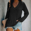 Women's Casual V-Neck Long Sleeve T-Shirt – Loose Lightweight Top