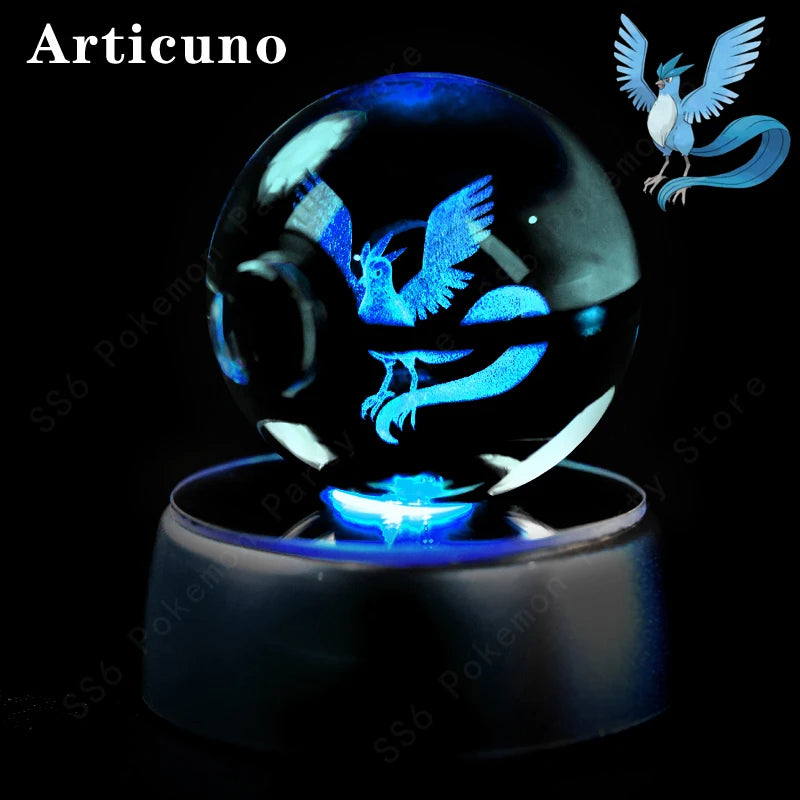Pokémon 3D Crystal Ball LED Night Light with Color-Changing Base