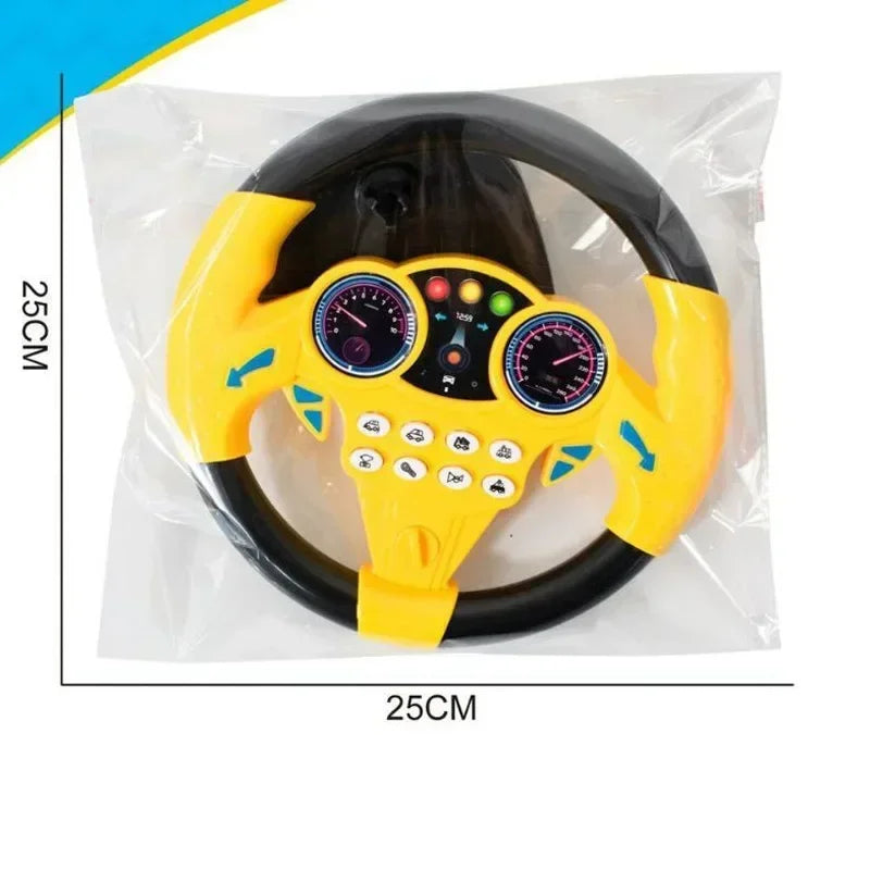 Infant Simulation Steering Wheel Toy with Light Sound Effects Kids Early Education Driving Toy for Stroller Car Play
