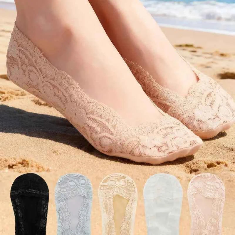 Lace Liner Socks for Women - 5 Pairs, Soft, Comfortable & Stylish