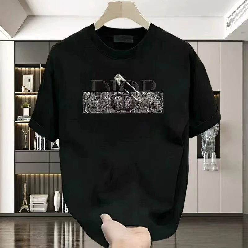 Patterned Print Short Sleeve 2026 Summer Short Sleeve Luxury Versatile Cotton Breathable Printed T-shirt for Men and Women