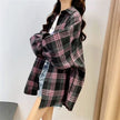 Women's Plaid Button-Up Shirt – Long Sleeve Loose Fit Casual Blouse