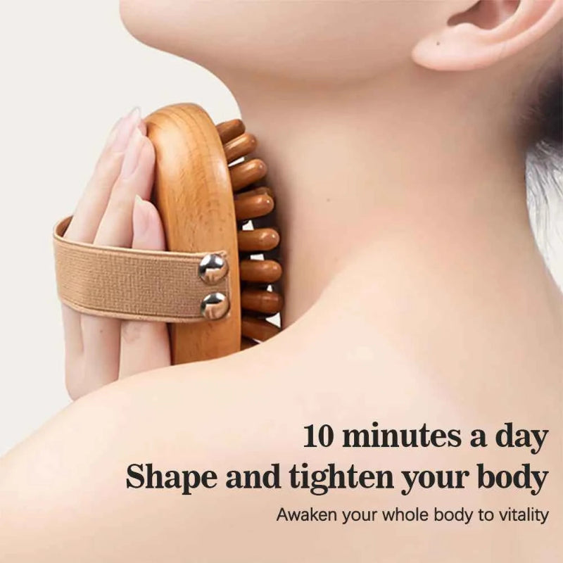 Body Anti Cellulite Cushion Meridian Brush Multi-Functional Wooden Spa Air Cushion Massage Hair Comb Scalp Body Massage Brush