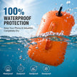 Orange Waterproof Swim Buoy Dry Bag with Touchscreen Phone Pouch and Adjustable Strap
