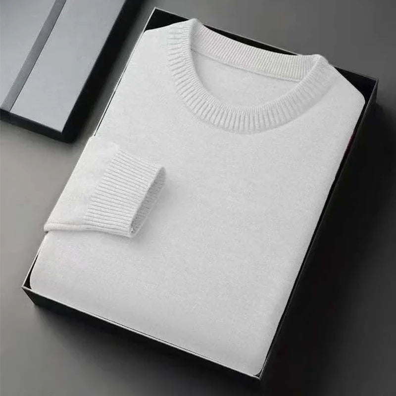 Men’s Classic Crewneck Knit Pullover Sweater – Long Sleeve Solid Color Casual Knitwear