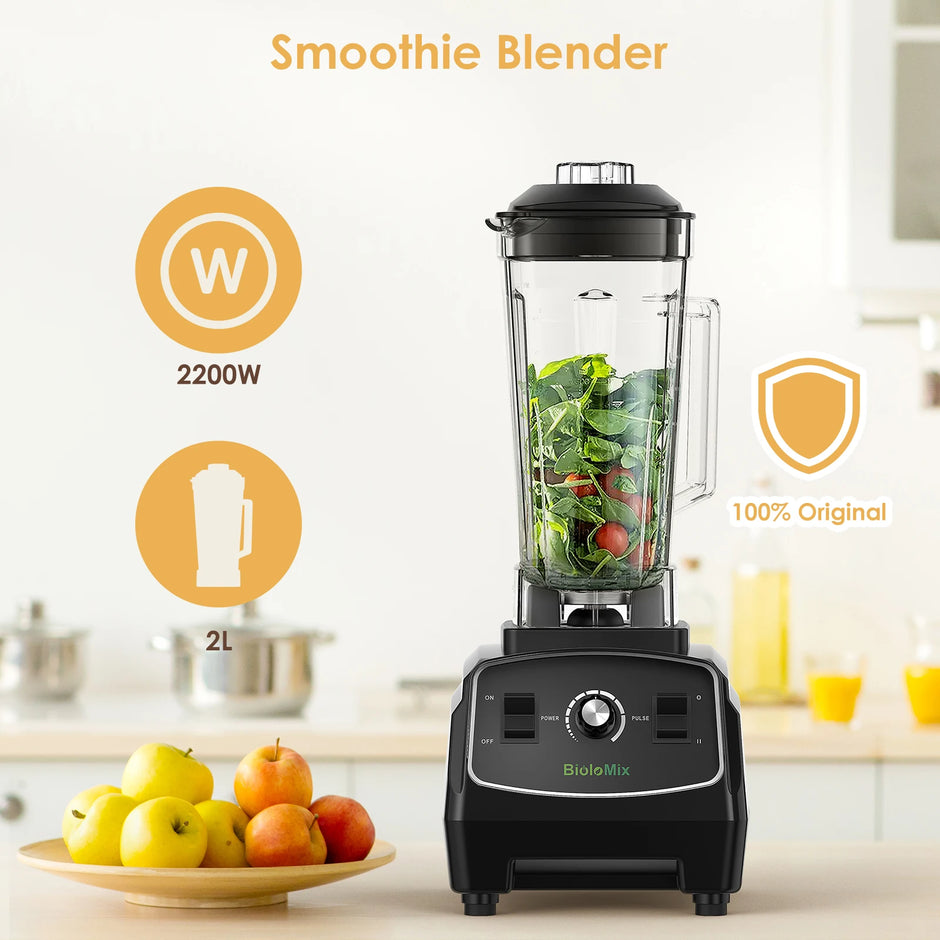 BioloMix 2200W 3HP BPA-Free Commercial Blender with Variable Speed, Pulse Control, Tamper and US Plug – Red
