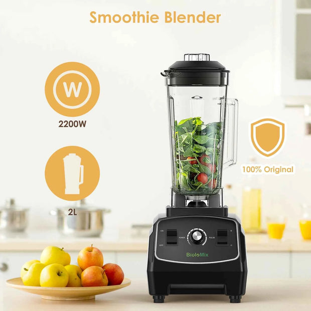 BioloMix 2200W 3HP BPA-Free Commercial Blender with Variable Speed, Pulse Control, Tamper and US Plug – Red