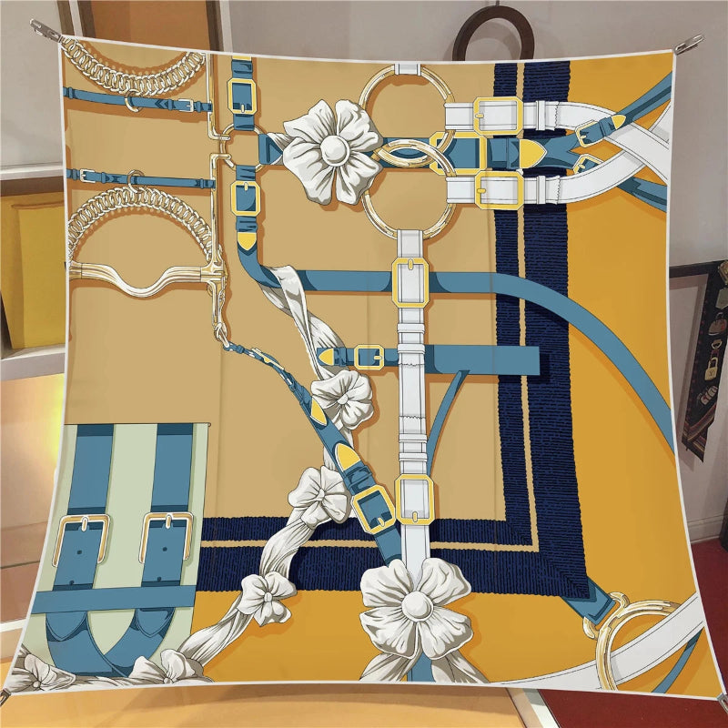 Women’s Artistic Print Square Scarf for Hair Neck and Handbag Styling