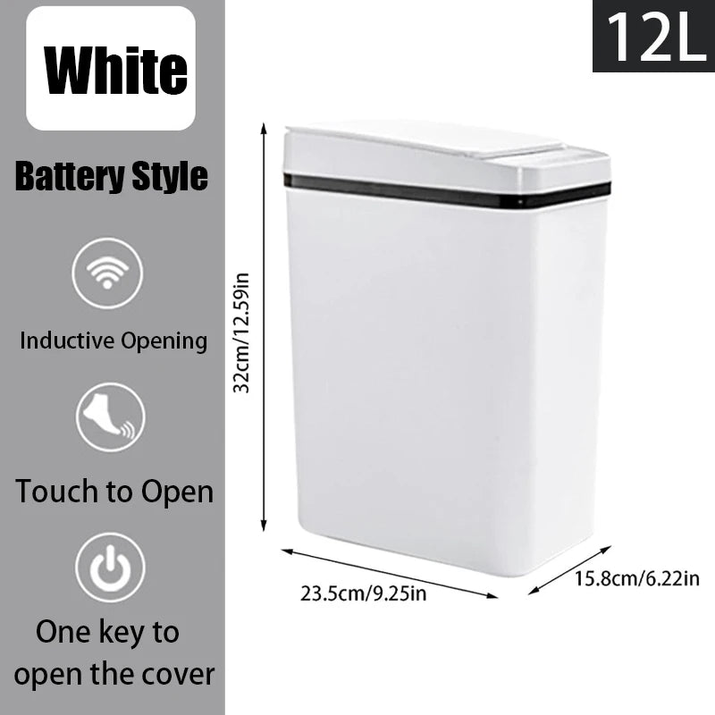 12L Smart Motion Sensor Trash Can with Automatic Lid – Touchless Waste Bin for Bathroom & Kitchen