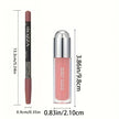 2PCS Lip Liner & Lip Gloss Set – Long Lasting Natural Nude Lip Color with Waterproof Lip Oil Finish