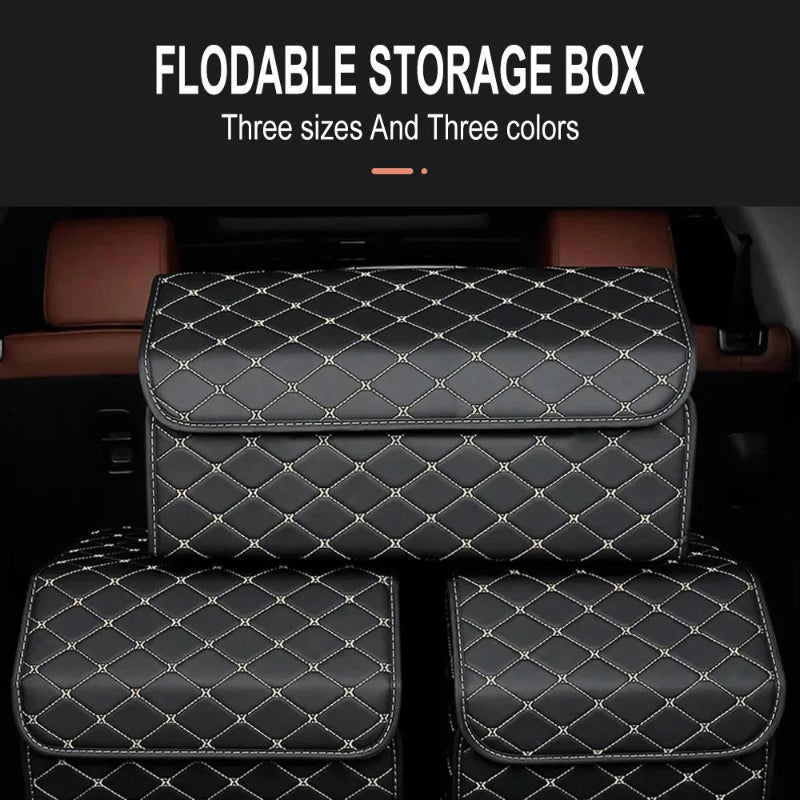 Car Trunk Organizer Box Large Capacity Folding Leather Storage Bag