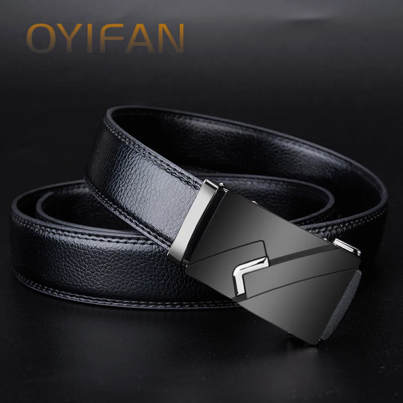 Premium Black Leather Belt with Stylish Metal Buckle