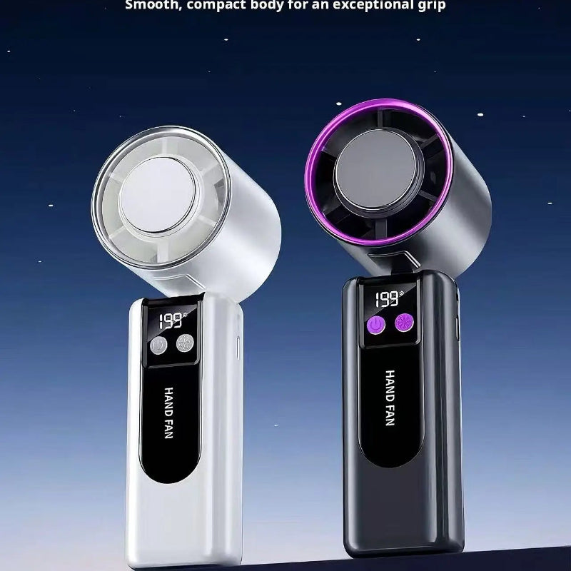 199-Speed Portable Turbo Handheld Fan with Semiconductor Ice Cooling, Digital Display & Type-C Charging