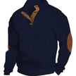 2026 Men’s Casual Jacquard Knit Pullover Sweater with Standing Collar and Elbow Patches