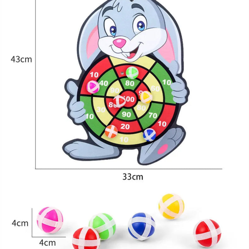 Montessori Cartoon Animal Dart Board Sticky Ball Game for Kids 2-4 Years Educational Interactive Toy Baby Family Indoor Activity