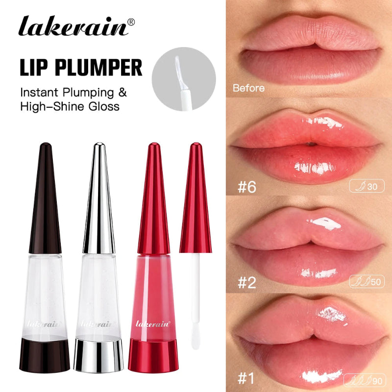 Lakerain Lip Plumper Gloss – Deep Hydration High-Shine Volumizing Lip Moisturizer