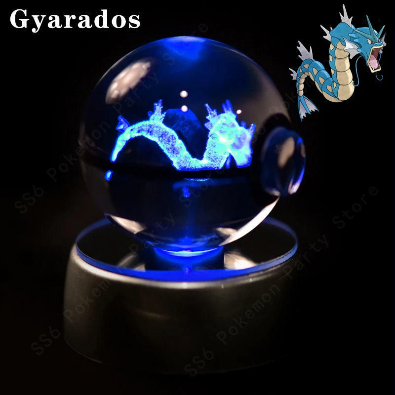 Pokémon 3D Crystal Ball LED Night Light with Color-Changing Base