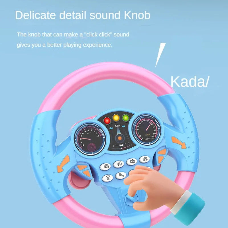 Infant Simulation Steering Wheel Toy with Light Sound Effects Kids Early Education Driving Toy for Stroller Car Play
