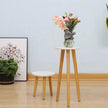 Wooden Round 3-Leg Flower Stand – White Top Plant Display Table in Two Sizes