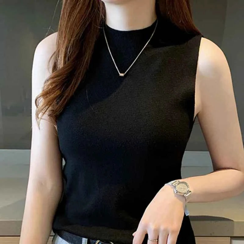 Sleeveless Ribbed Knit Tops for Women