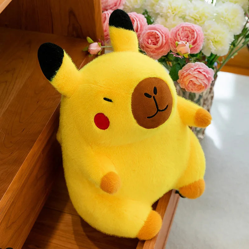 Pikachu Capybara Plush Toy – Yellow Soft Stuffed Pillow, 30, 38 & 50 cm