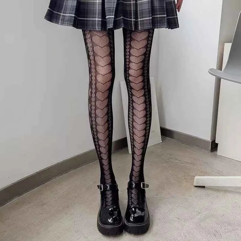 Thin style internet celebrity pure desire Japanese Style hollow heart Lace sexy ins hook  Jumpsuit pantyhose for women in summer