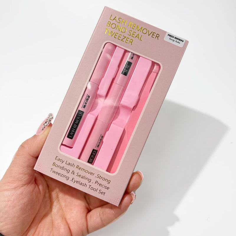 Eyelash Glue Kit with Bond & Seal, Lash Remover and Tweezer Set
